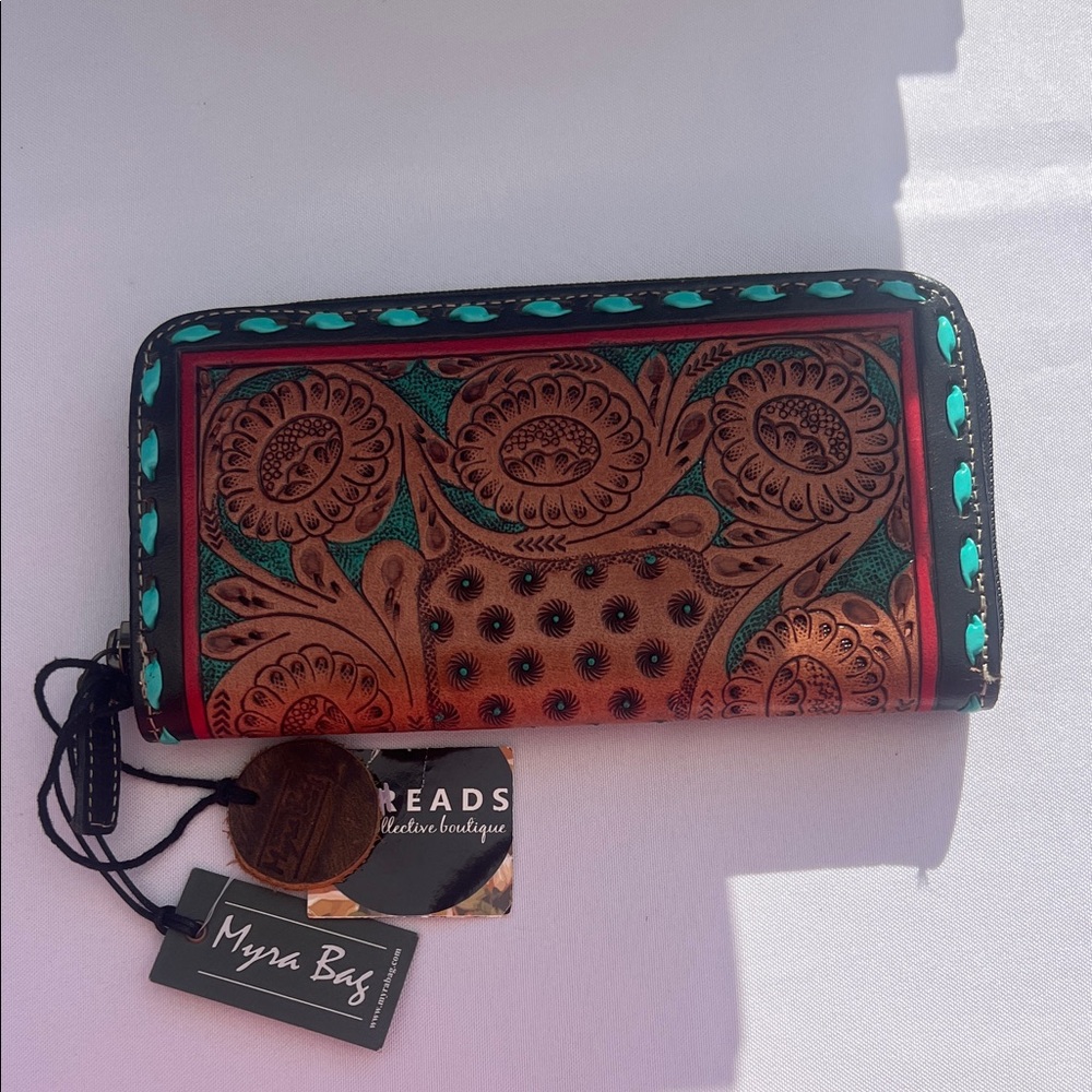 Myra Bag Floral‎ Wallet - Brown and Teal